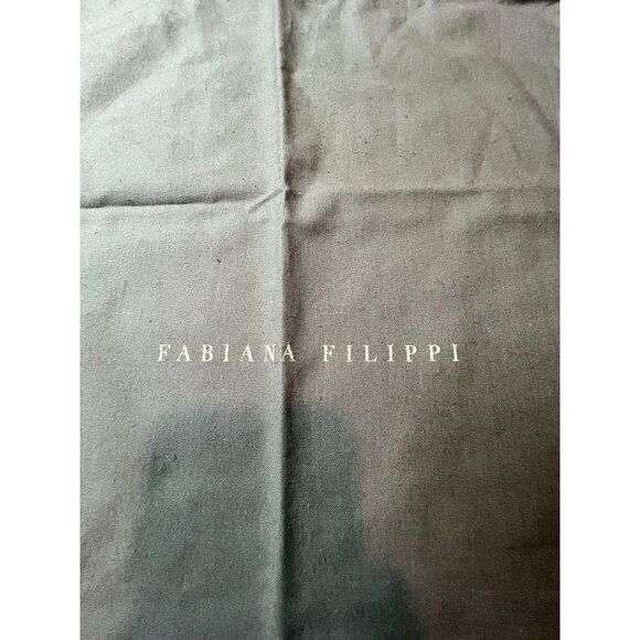 Fabiana Filippi Drawstring Dust Bag 14" x 13" Grey Linen Logo Storage Pouch - Picture 2 of 5